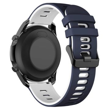 Samsung Galaxy Watch3 45 mm / Garmin Venu 3 klokkerem 22 mm fleksibelt urarmbånd med to farger - Midnattsblå + Hvit