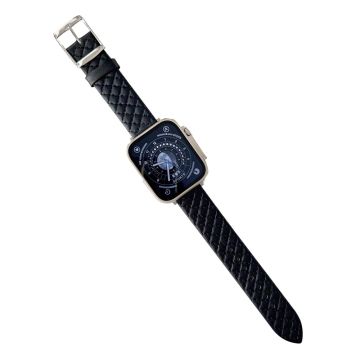 Apple Watch Series 41mm - 40mm - 38mm Universal Smart Watch-armbånd Rhombus Grid Strap - Svart