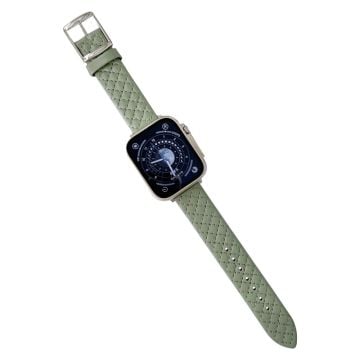 Apple Watch Series 41mm - 40mm - 38mm Universal Smart Watch-armbånd Rhombus Grid Strap - Lysegrønn