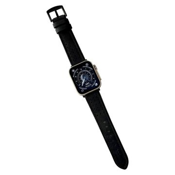 Apple Watch Series 41mm - 40mm - 38mm Universal Smart Watch-armbånd med voksbehandlet topplag av okseskinn - Svart