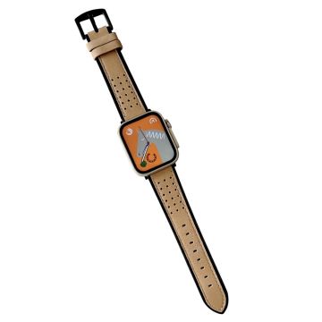 Apple Watch Series 41mm - 40mm - 38mm Universal Smart Watch-armbånd med voksbehandlet topplag av okseskinn - Lys Gul