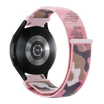 Samsung Galaxy Watch6 Classic 47mm 43mm / GarminActive 5 nylonklokkerem 20mm kamuflasjearmbånd - Rosa Camo