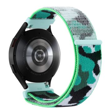 Samsung Galaxy Watch6 Classic 47mm 43mm / GarminActive 5 nylonklokkerem 20mm kamuflasjearmbånd - Mørkegrønn Camo