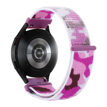 Samsung Galaxy Watch6 Classic 47mm 43mm / GarminActive 5 nylonklokkerem 20mm kamuflasjearmbånd - Lilla Camo