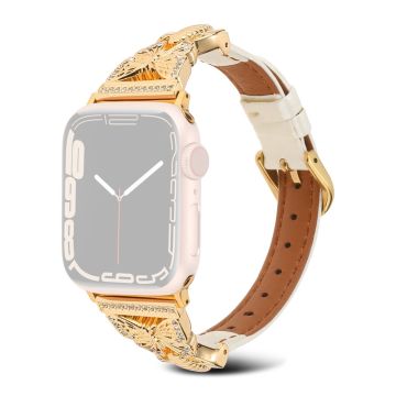 Apple Watch Series 41mm - 40mm - 38mm Universal Watch Band Butterfly Strap - Hvit / Spenne Med Gullspenne