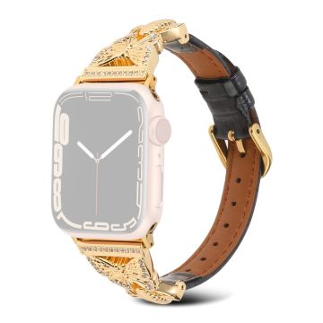 Apple Watch Series 41mm - 40mm - 38mm Universal Watch Band Butterfly Strap - Svart / Spenne Med Gullspenne