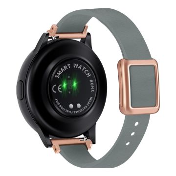 Samsung Galaxy Watch 20 mm universal lærrem med magnetisk sammenleggbar spenne - Linblå / Rosa Gullspenne Og Spenne I Roségull