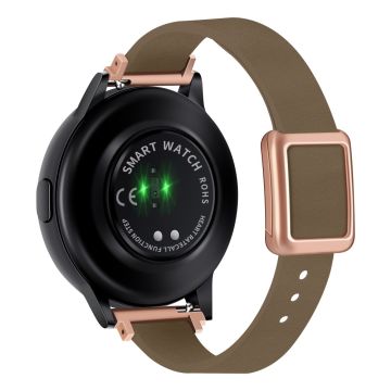 Samsung Galaxy Watch 20 mm universal lærrem med magnetisk sammenleggbar spenne - Tan / Rosa Gullspenne Og Spenne I Roségull