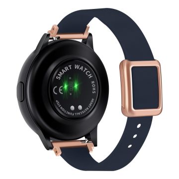 Samsung Galaxy Watch 20 mm universal lærrem med magnetisk sammenleggbar spenne - Midnattsblå / Rosa Gullspenne Og Spenne I Roségull