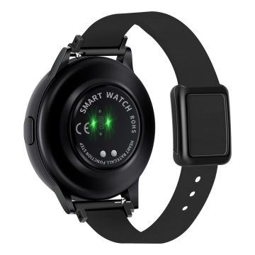 Samsung Galaxy Watch 20 mm universal lærrem med magnetisk sammenleggbar spenne - Svart / Svart Spenne Og Spenne I Roségull