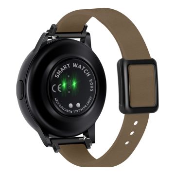 Samsung Galaxy Watch 20 mm universal lærrem med magnetisk sammenleggbar spenne - Tan / Svart Spenne Og Spenne I Roségull