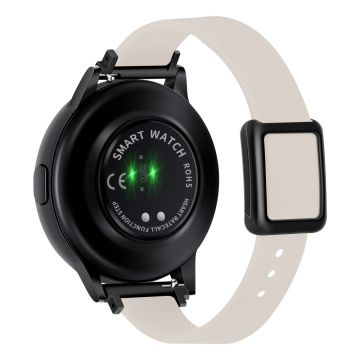 Samsung Galaxy Watch 20 mm universal lærrem med magnetisk sammenleggbar spenne - Starlight / Svart Spenne Og Spenne I Roségull