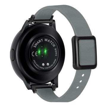 Samsung Galaxy Watch 20 mm universal lærrem med magnetisk sammenleggbar spenne - Linblå / Svart Spenne Og Spenne I Roségull