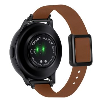 Samsung Galaxy Watch 20 mm universal lærrem med magnetisk sammenleggbar spenne - Brun / Svart Spenne Og Spenne I Roségull