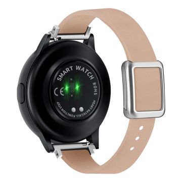 Samsung Galaxy Watch 20 mm universal lærrem med magnetisk sammenleggbar spenne - Rosa / Sølvspenne Og Spenne I Roségull