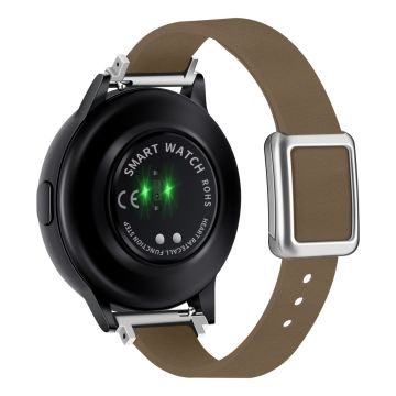 Samsung Galaxy Watch 20 mm universal lærrem med magnetisk sammenleggbar spenne - Tan / Sølvspenne Og Spenne I Roségull