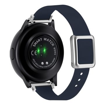 Samsung Galaxy Watch 20 mm universal lærrem med magnetisk sammenleggbar spenne - Midnattsblå / Sølvspenne Og Spenne I Roségull