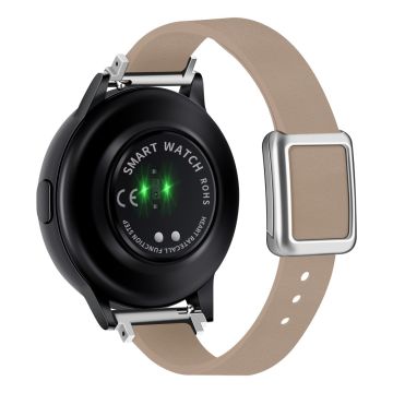 Samsung Galaxy Watch 20 mm universal lærrem med magnetisk sammenleggbar spenne - Aprikos / Sølvspenne Og Spenne I Roségull