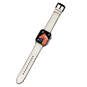 Apple Watch Series 41mm - 40mm - 38mm Universalklokkerem Ekte fleksibelt kuskinnarmbånd - Hvit