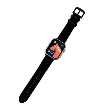 Apple Watch Series 41mm - 40mm - 38mm Universalklokkerem Ekte fleksibelt kuskinnarmbånd - Svart