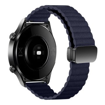 Samsung Gear S3 Classic / Garmin Vivoactive 4 Magnetisk klokkerem 22 mm lærrem - Indigoblå