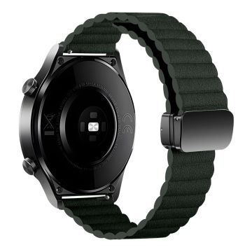 Samsung Gear S3 Classic / Garmin Vivoactive 4 Magnetisk klokkerem 22 mm lærrem - Svartgrønn