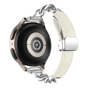 Samsung Galaxy Watch6 / Garmin Venu Sq 2 Magnetisk klokkerem 20 mm i ekte okselær - Beige