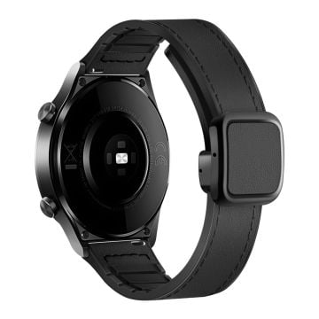 Samsung Galaxy Watch6 / Garmin Venu Sq 2 Klokkebånd 20 mm PU lær og fleksibel rem - Svart