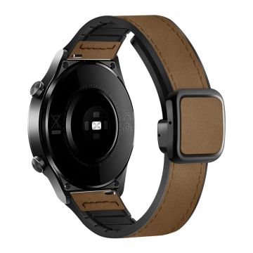 Samsung Gear S3 Classic / Garmin Vivoactive 4 Magnetisk 22 mm lærbelagt, fleksibel klokkerem - Mørkebrun