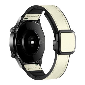 Samsung Gear S3 Classic / Garmin Vivoactive 4 Magnetisk 22 mm lærbelagt, fleksibel klokkerem - Beige