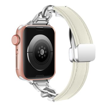 Apple Watch Series 41mm - 40mm - 38mm Universal Universal klokkerem i ekte okselær - Beige