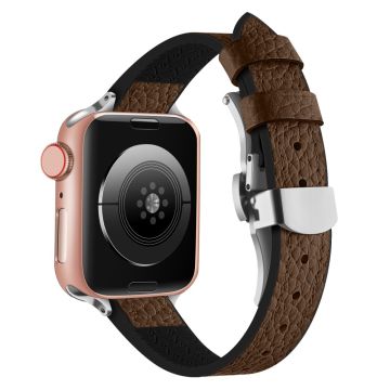 Apple Watch Series 41mm - 40mm - 38mm Universal Watch Strap - Tan / Sølvspenne Og Spenne I Roségull