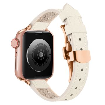 Apple Watch Series 41mm - 40mm - 38mm Universal Watch Strap - Beige / Rosa Gullspenne Og Spenne I Roségull