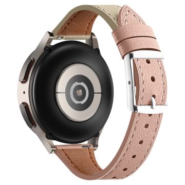 20 mm universal smartklokkearmbånd i ekte kuskinn - Lyserosa + Beige