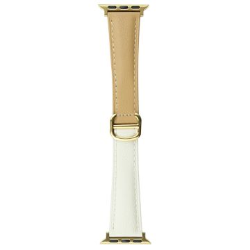 Apple Watch Series 41mm / 40mm / 38mm Cowhide Leather Watch Strap Erstatningsklokkebånd - Melkete / Beige