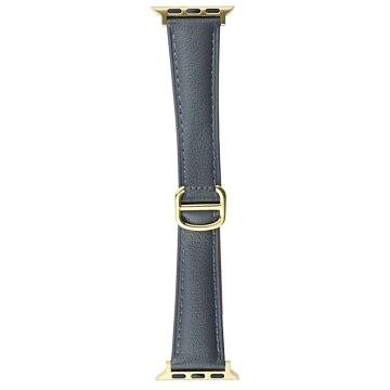 Apple Watch Series 41mm / 40mm / 38mm Cowhide Leather Watch Strap Erstatningsklokkebånd - Grå