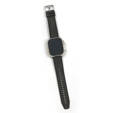 Apple Watch 41mm / 40mm / 38mm klokkerem med skinnbelagt silikonrem - Svart