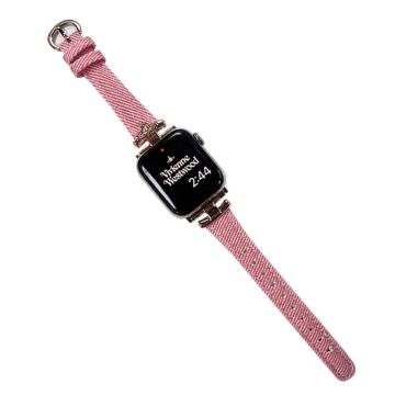 Apple Watch 41 mm / 40 mm / 38 mm denimarmbånd - Rosa / Spenne I Roségull