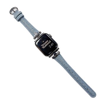 Apple Watch 41 mm / 40 mm / 38 mm denimarmbånd - Babyblå / Sølvspenne