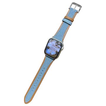 Apple Watch 41mm / 40mm / 38mm Armbånd i denim - Tøy / Lys Denim Blå / Lysebrun