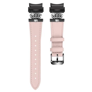 Samsung Galaxy Watch6 40mm / 44mm / Watch6 Classic 43mm / 47mm Watchband Connector Genuine Cow Leather Strap - Rosa