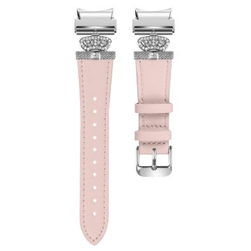 Samsung Galaxy Watch6 40mm / 44mm / Watch6 Classic 43mm / 47mm Watchband Connector Genuine Cow Leather Strap - Rosa