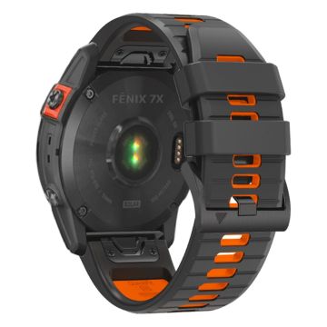 Garmin Fenix 7X Pro / Fenix 7X Dual-Colors Sport Strap Silicone Breathable Wristband - Kullgrå + Oransje