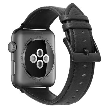 Apple Watch Series 41mm / 40mm / 38mm klokkerem av ekte kuskinn - Svart