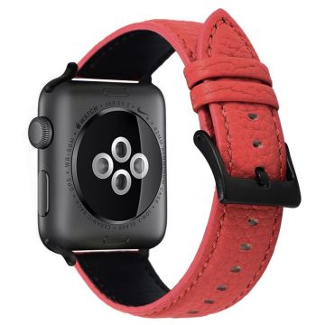 Apple Watch Series 41mm / 40mm / 38mm klokkerem av ekte kuskinn - Rød