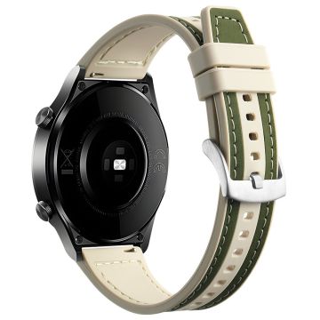 Samsung Galaxy Watch6 Classic 47 mm 43 mm / GarminActive 5 20 mm klokkerem i okseskinnlær og silikon - Grønn + Stjernelys