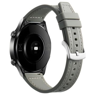 Samsung Galaxy Watch6 Classic 47 mm 43 mm / GarminActive 5 20 mm klokkerem i okseskinnlær og silikon - Grå