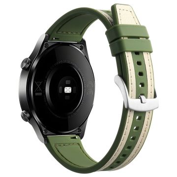 Samsung Galaxy Watch3 45 mm / Huawei Watch GT 4 46 mm klokkerem 22 mm armbånd - Hvit + Grønn