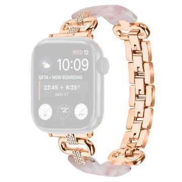 Apple Watch Series 41mm / 40mm / 38mm harpiksarmbånd - Rose Gull + Rosa