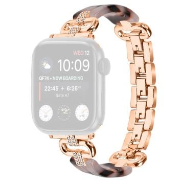 Apple Watch Series 41mm / 40mm / 38mm harpiksarmbånd - Rose Gull + Svart